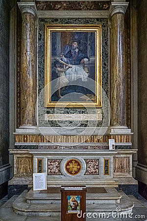 interior of the nave of the Basilica sacro cuore, altar S.Francesco Di Sales, Rome, Italy. Editorial Stock Photo