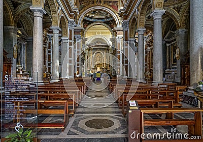 interior of the nave of Basilica sacro cuore overlooking the altar, Rome, Italy. Editorial Stock Photo
