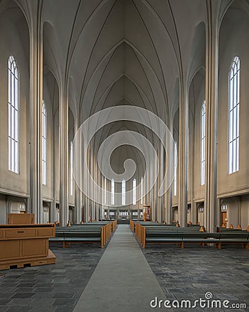 Hallgrimskirkja church interior Editorial Stock Photo