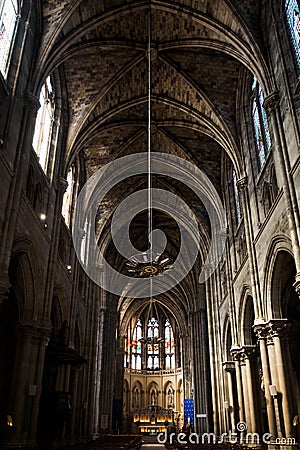 Interior nave of the Saint Louis des Chartrons Catholic Church in Bordeaux Editorial Stock Photo