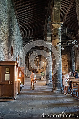 Vernazza ITALY - August 2, 2023 - Interior nave of the Santa Margherita di Antiochia church Editorial Stock Photo
