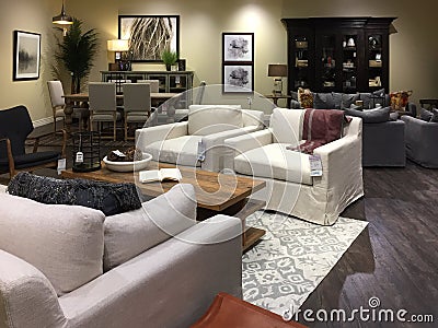 Interior of nice modern furniture market TX Editorial Stock Photo