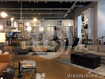 Interior of a nice modern home furnishing store Editorial Stock Photo