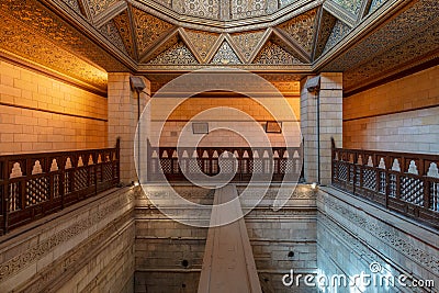 Interior of Nilometer building, an ancient Egyptian water measurement device used to measure the level of river Nile, Cairo, Egypt Stock Photo