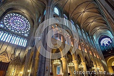 Interior of the Notre Dame de Paris Editorial Stock Photo