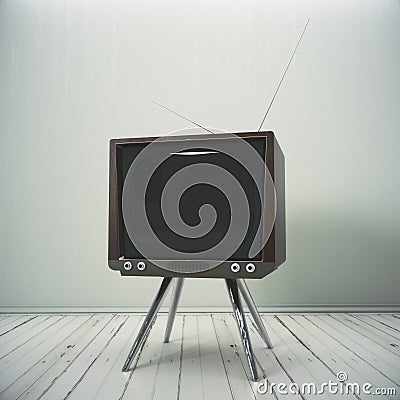 Interior with obsolete TV Stock Photo