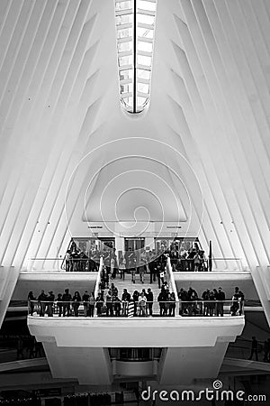 The interior of the Oculus, at the World Trade Center in Lower Manhattan, New York City Editorial Stock Photo