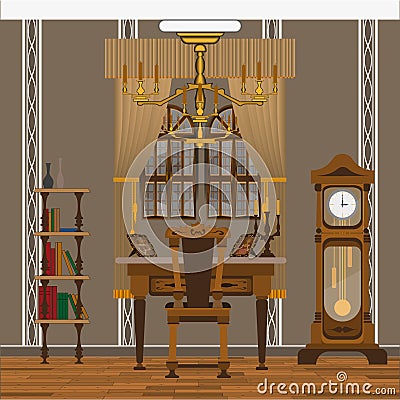 Interior office old Vector Illustration