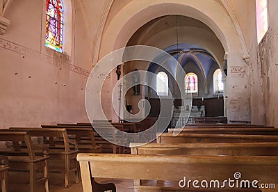 The interior of the old French church Stock Photo