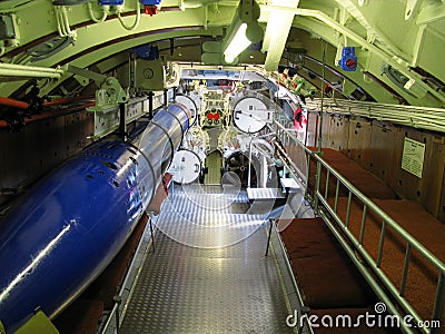 Interior of old submarine Stock Photo