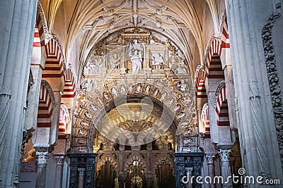 Interior ornamentation of Cordoba Mosque Cathedral - Cordoba, Andalusia, Spain Editorial Stock Photo