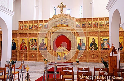 Interior of Orthodox Church. Editorial Stock Photo