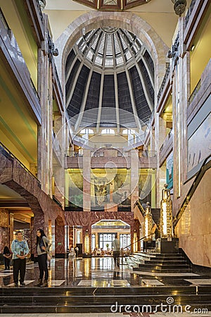 Interior of the Palacio de Bellas Artes which was planned by Federico Mariscal with the Art Deco style. Editorial Stock Photo