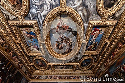 Interior of Palazzo Ducale or Doge`s Palace in Venice, Italy Editorial Stock Photo