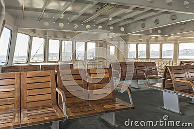 Interior passenger ship with seating Stock Photo