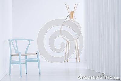 Interior with pastel blue chair Stock Photo