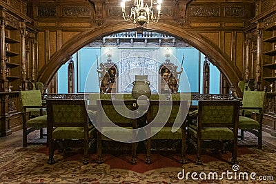 Interior of Peles Castle, Sinaia, Romania Editorial Stock Photo