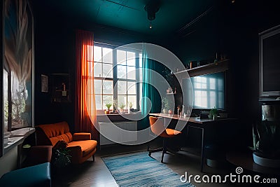 interior photo of living room at noon Stock Photo