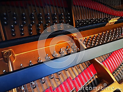 Interior of piano - tuning buttons Stock Photo