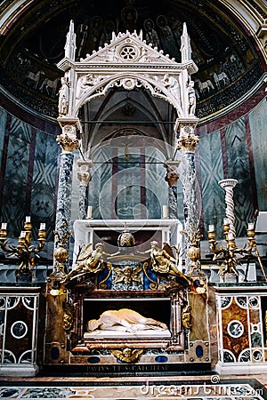 Interior of Piazza di Cecilia inTrastevere. Stock Photo