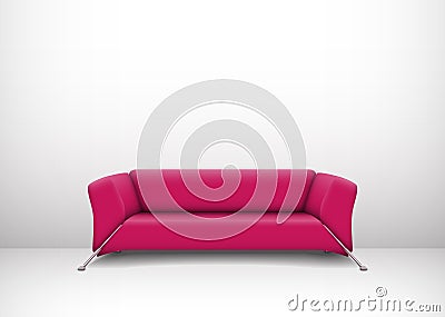 Interior with pink sofa Vector Illustration