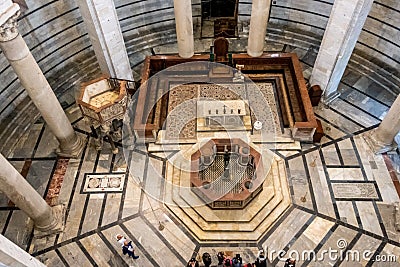 Interior of the Pisa Baptistery of St John, Battistero di San Giovanni, Pisa, Tuscany, Italy Editorial Stock Photo