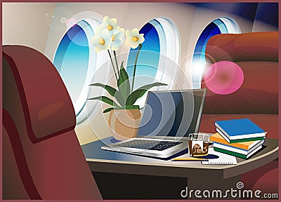 Interior private jet Vector Illustration