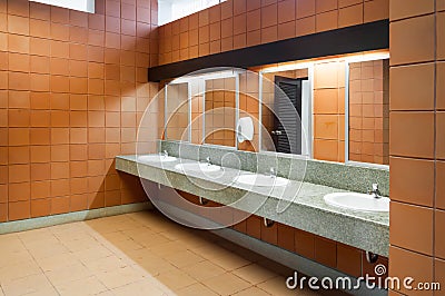 Interior of public clean toilet in a shared toilet there is a wide selection Stock Photo