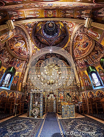 Interior of Putna monastery, Bucovina, Romania Editorial Stock Photo