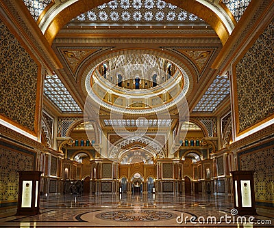 Interior of Qasr Al Watan, Abu Dhabi, United Arab Emirates Editorial Stock Photo