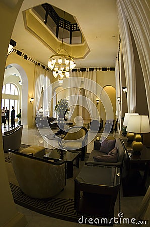 Interior Raffles Hotel Lobby Editorial Stock Photo