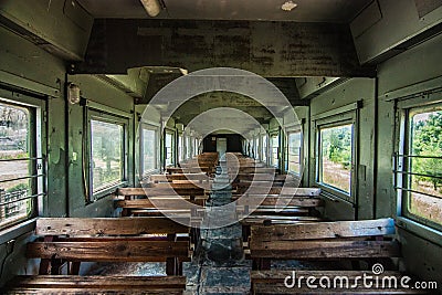 Interior of railway retro wagon Stock Photo