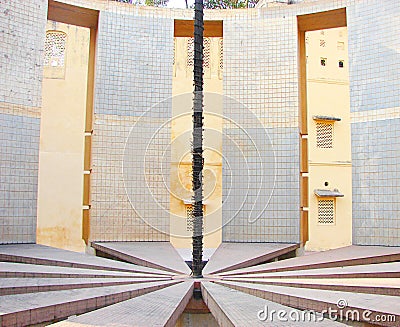 Interior of Rama Yantra - an Astronomical Instrument at Observatory, Jantar Mantar, Jaipur, Rajasthan, India Stock Photo