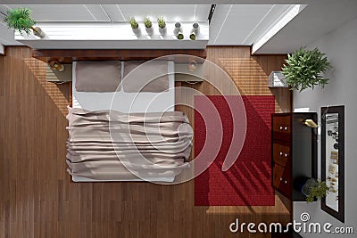 Interior rendering of a modern bedroom Editorial Stock Photo