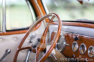 Interior retro car. Stock Photo