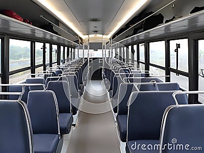 Interior of the retro passenger bus Stock Photo