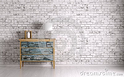 Interior of a room with chest of drawers 3d render Stock Photo