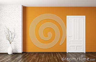 Interior of room with door 3d rendering Stock Photo