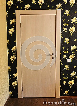 The interior of a room installed with a new interior. door.The installed door harmoniously complements the interior of the room, b Stock Photo