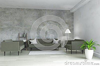 Simple Elegant Furniture and Interior Room, 3D Illustration Design Stock Photo
