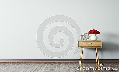 Interior of room with wooden side table 3d render Stock Photo