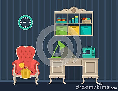 Interior rooms for crafts. Flat design. Stock Photo