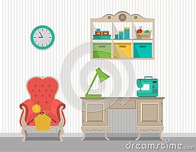 Interior rooms for crafts. Flat design. Vector Illustration