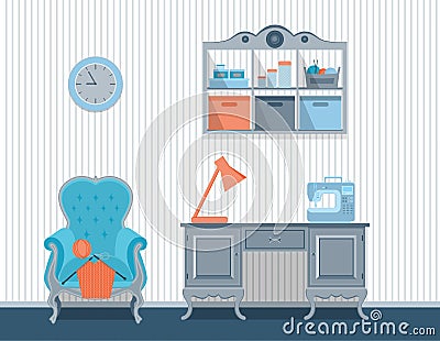 Interior rooms for crafts. Flat design. Vector Illustration