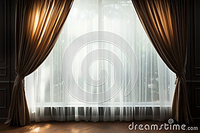 Interior rooms window and curtains take center stage in a closeup Stock Photo