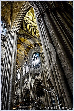 Interior of the Rouen Cathedral Editorial Stock Photo