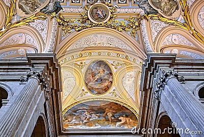 Interior of Royal Palace of Madrid, Spain Stock Photo