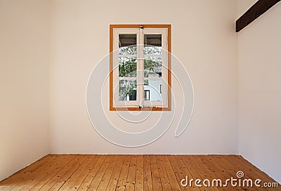 Interior rustic house, small window Stock Photo