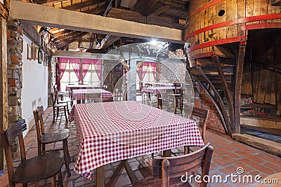 Interior of a rustic wine restaurant Stock Photo