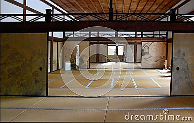 Interior of Ryoanji Temple in Kyoto, Japan Editorial Stock Photo